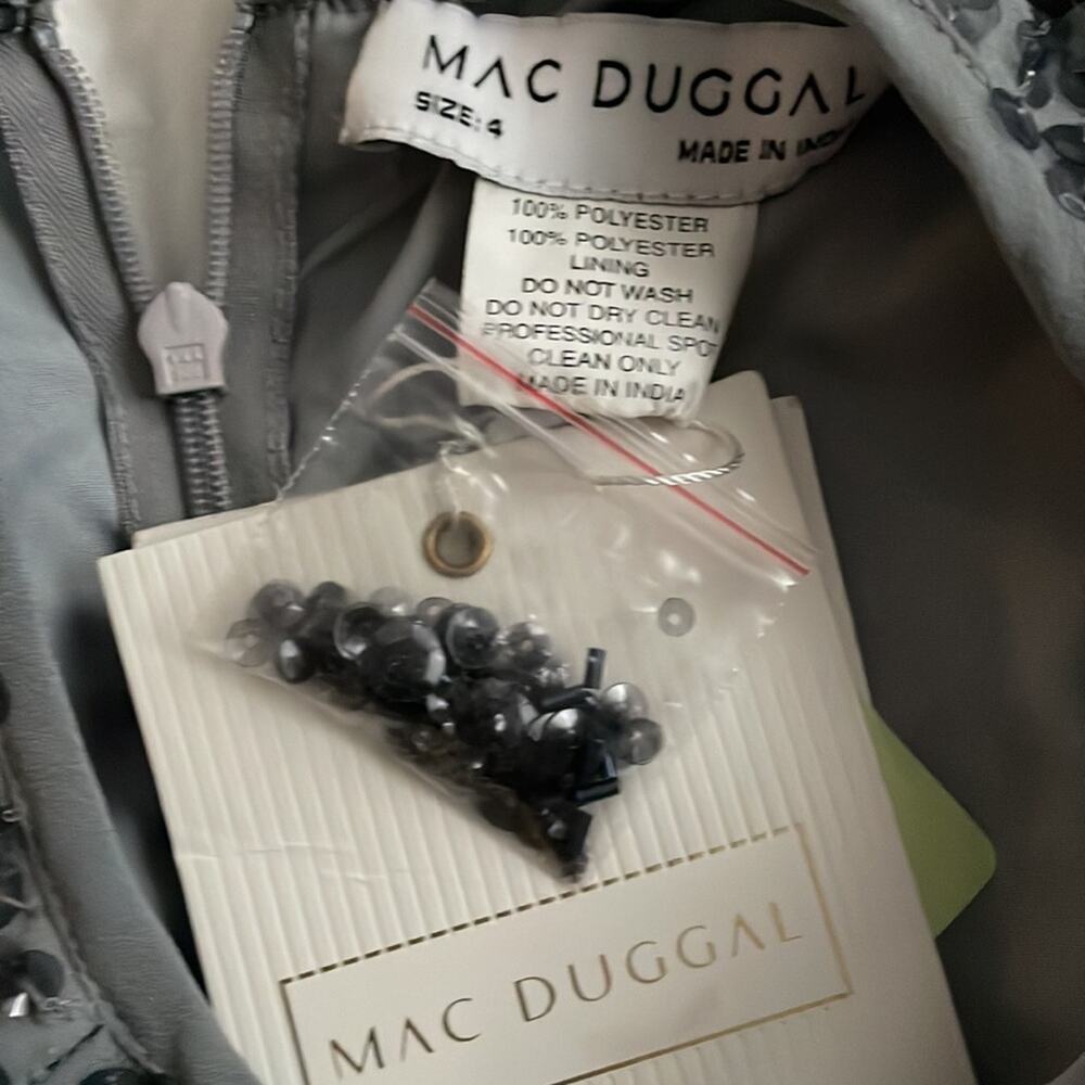 Mac Duggal Sequin Cocktail Dress Metallic Gray Size 4 10508‎ New - Picture 6 of 8